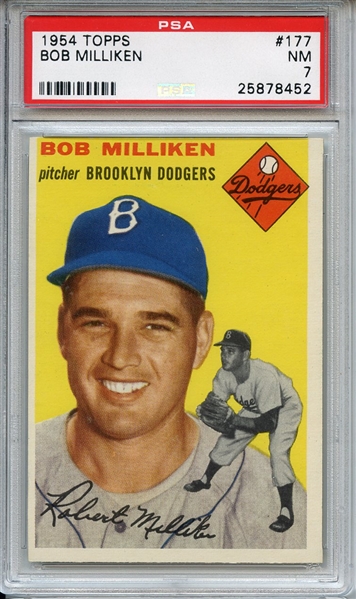 1954 Topps 177 Bob Milliken PSA NM 7