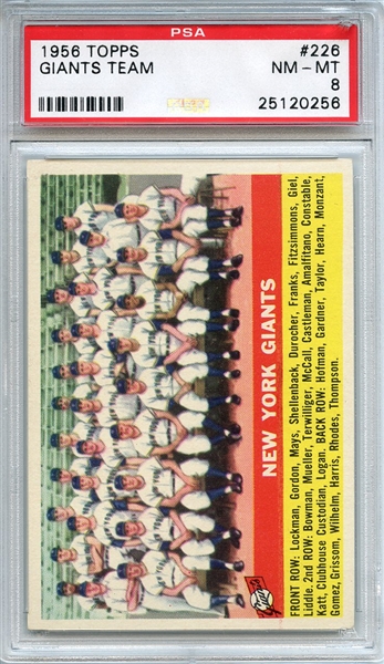 1956 Topps 226 New York Giants Team PSA NM-MT 8
