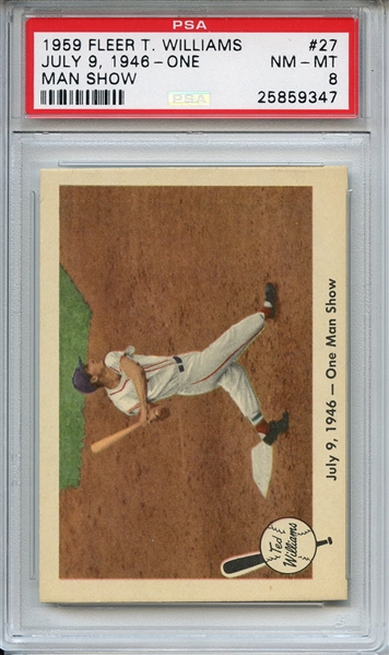 1959 Fleer Ted Williams 27 One Man Show PSA NM-MT 8