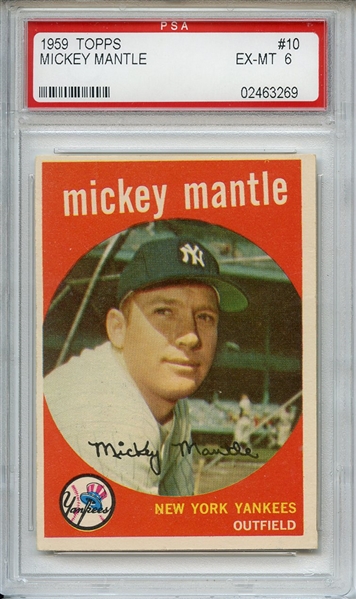 1959 Topps 10 Mickey Mantle PSA EX-MT 6