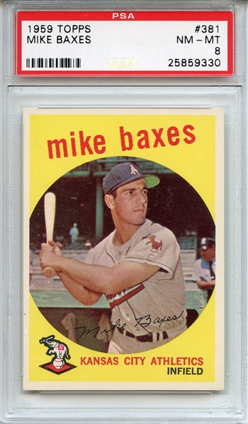 1959 Topps 381 Mike Baxes PSA NM-MT 8