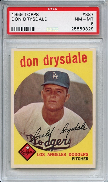 1959 Topps 387 Don Drydale PSA NM-MT 8