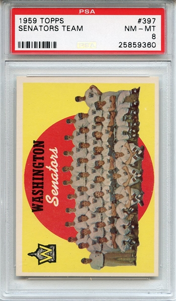 1959 Topps 397 Washington Senators Team PSA NM-MT 8