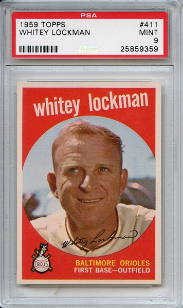 1959 Topps 411 Whitey Lockman PSA MINT 9