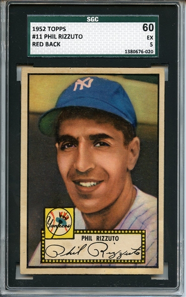 1952 Topps 11 Phil Rizzuto Red Back SGC EX 60 / 5