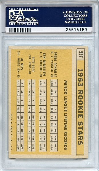 1963 Topps 537 Pete Rose RC PSA EX-MT 6