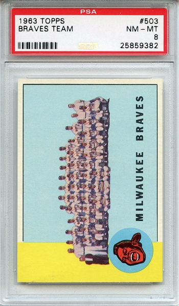 1963 Topps 503 Milwaukee Braves PSA NM-MT 8