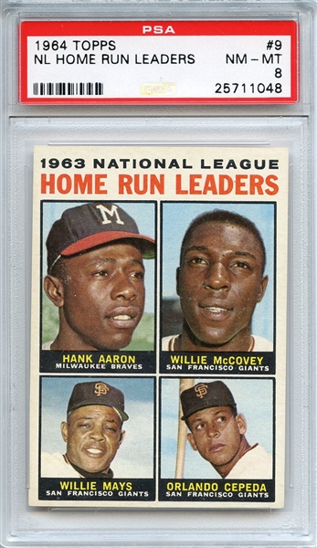 1964 Topps 9 NL Home Run Leaders Aaron McCovey Mays Cepeda PSA NM-MT 8