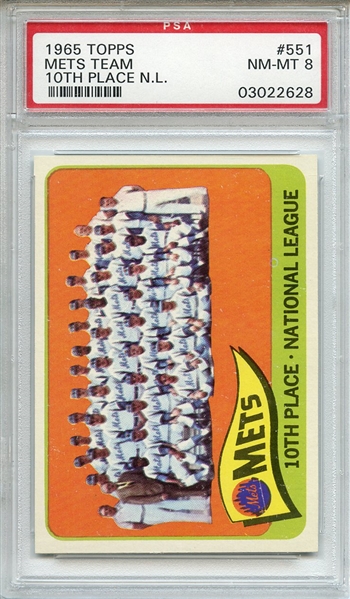 1965 Topps 551 New York Mets Team PSA NM-MT 8