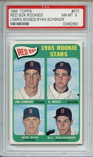1965 Topps 573 Boston Red Sox Rookies Jim Lonborg RC PSA NM-MT 8