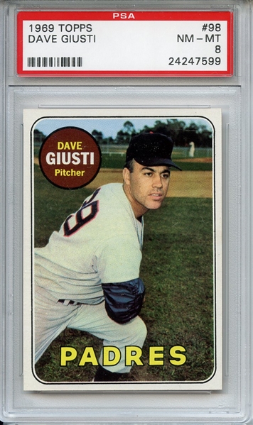 1969 Topps 98 Dave Giusti PSA NM-MT 8