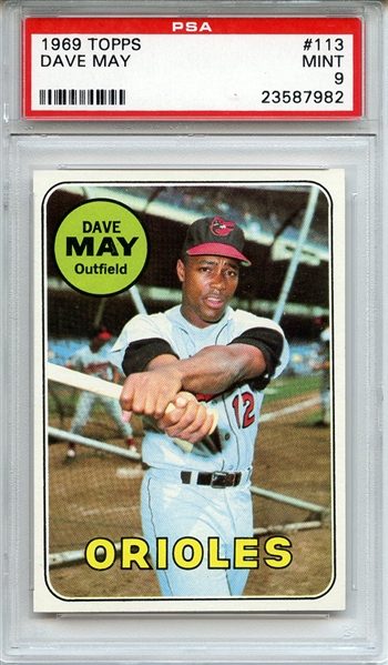 1969 Topps 113 Dave May PSA MINT 9
