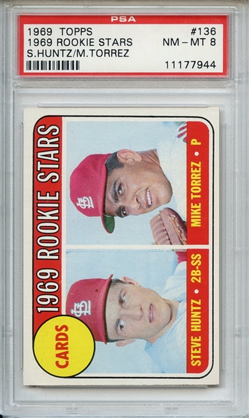 1969 Topps 136 St. Louis Cardinals Rookies PSA NM-MT 8