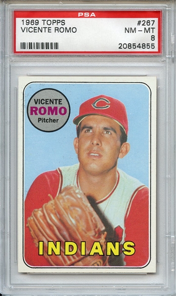 1969 Topps 267 Vicente Romo PSA NM-MT 8