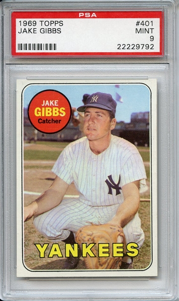 1969 Topps 401 Jake Gibbs PSA MINT 9
