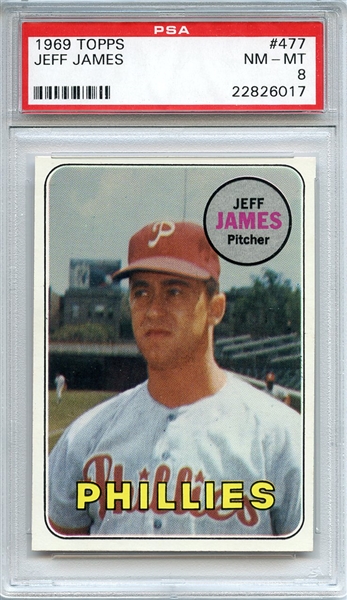 1969 Topps 477 Jeff James PSA NM-MT 8