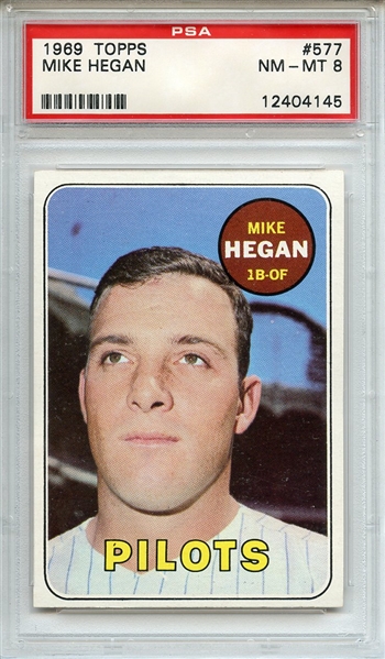 1969 Topps 577 Mike Hegan PSA NM-MT 8
