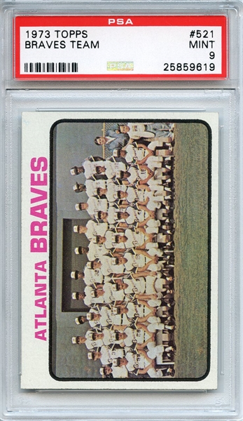 1973 Topps 521 Atlanta Braves Team PSA MINT 9