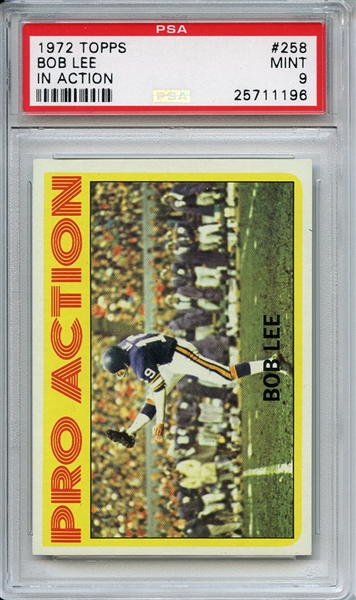 1972 Topps 258 Bob Lee In Action PSA MINT 9