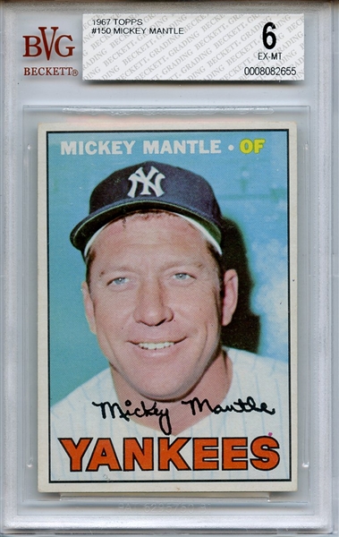 1967 Topps 150 Mickey Mantle BGS EX-MT 6