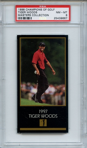 1998 Champions of Golf Masters Collection Tiger Woods RC PSA NM-MT 8
