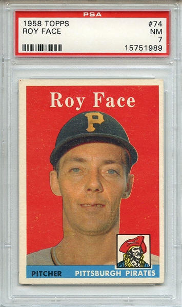 1958 Topps 74 Roy Face PSA NM 7