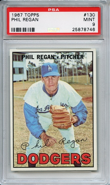 1967 Topps 130 Phil Regan PSA MINT 9