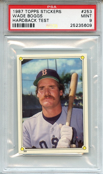 1987 Topps Stickers Hardback Test 253 Wade Boggs PSA MINT 9