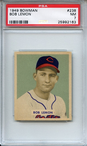1949 Bowman 238 Bob Lemon RC PSA NM 7