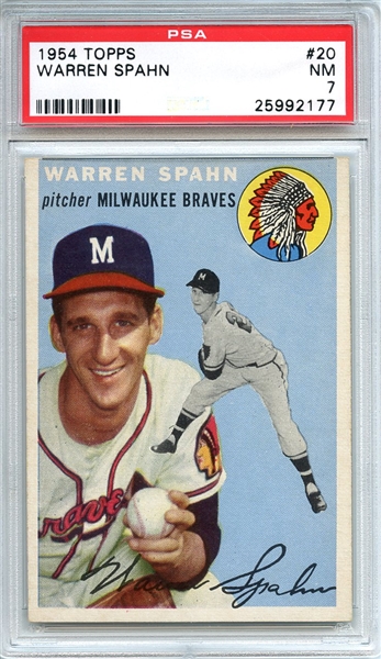1954 Topps 20 Warren Spahn PSA NM 7