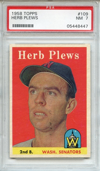 1958 Topps 109 Herb Plews PSA NM 7