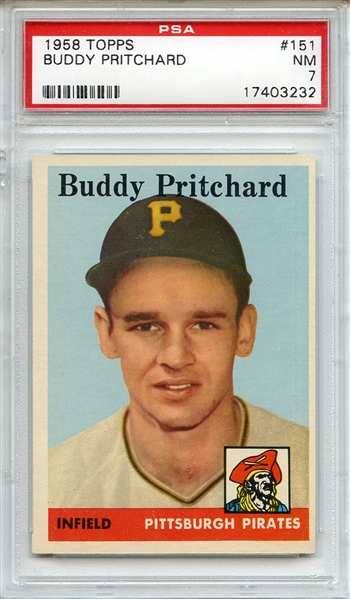 1958 Topps 151 Buddy Pritchard PSA NM 7