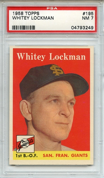 1958 Topps 195 Whitey Lockman PSA NM 7
