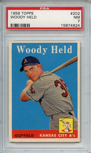 1958 Topps 202 Woody Held PSA NM 7