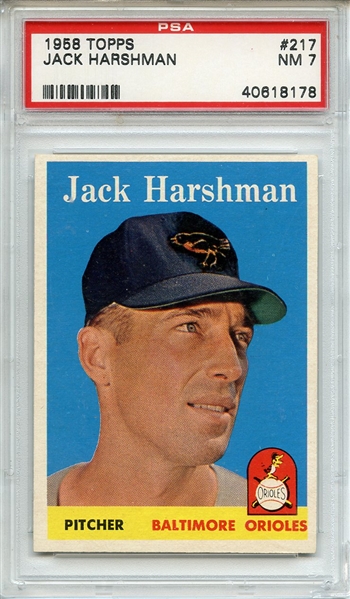 1958 Topps 217 Jack Harshman PSA NM 7