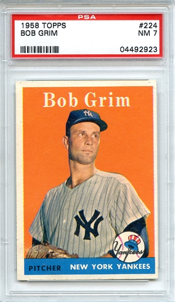 1958 Topps 224 Bob Grim PSA NM 7