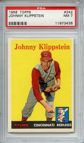 1958 Topps 242 Johnny Klippstein PSA NM 7
