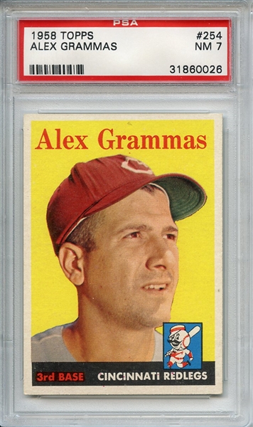 1958 Topps 254 Alex Grammas PSA NM 7