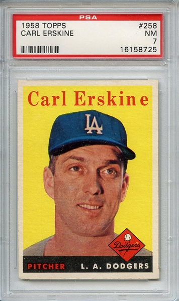 1958 Topps 258 Carl Erskine PSA NM 7