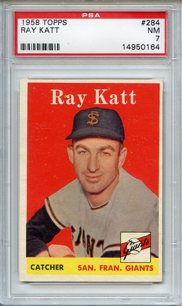 1958 Topps 284 Ray Katt PSA NM 7