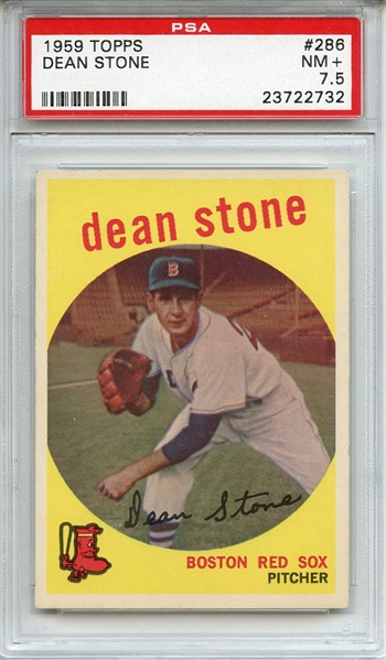 1959 Topps 286 Dean Stone White Back PSA NM+ 7.5