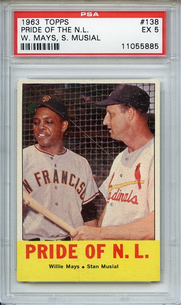 1963 Topps 138 Pride of NL Mays Musial PSA EX 5