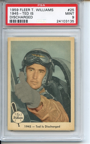 1959 Fleer Ted Williams 25 Is Discharged PSA MINT 9
