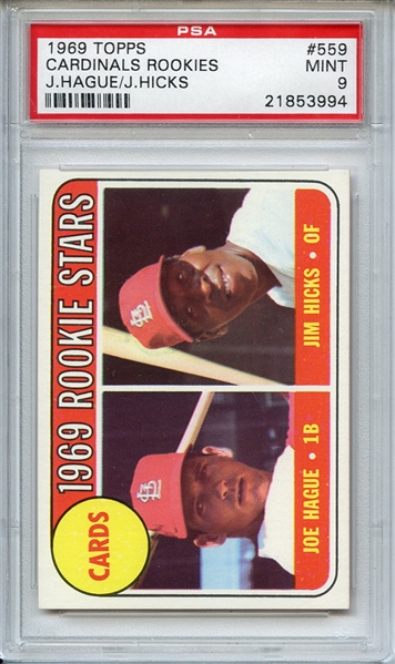 1969 Topps 559 St. Louis Cardinals Rookies PSA MINT 9