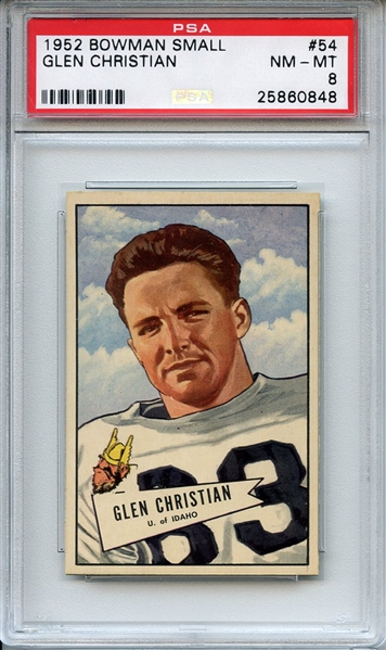 1952 Bowman Small 54 Glen Christian PSA NM-MT 8