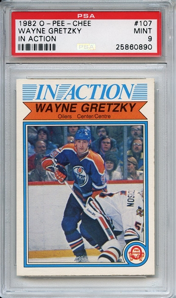 1982 O-Pee-Chee 107 Wayne Gretzky In Action PSA MINT 9