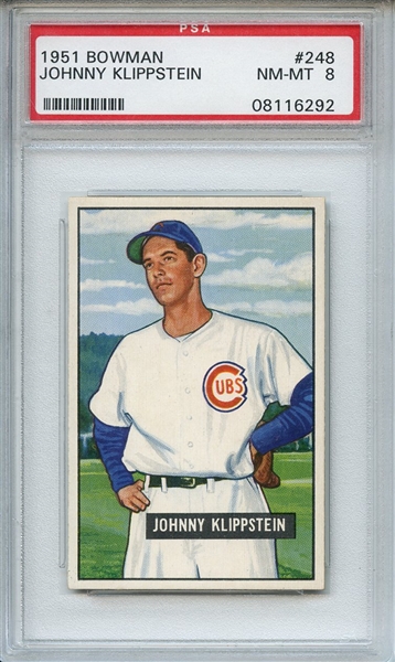 1951 Bowman 248 Johnny Klippstein PSA NM-MT 8