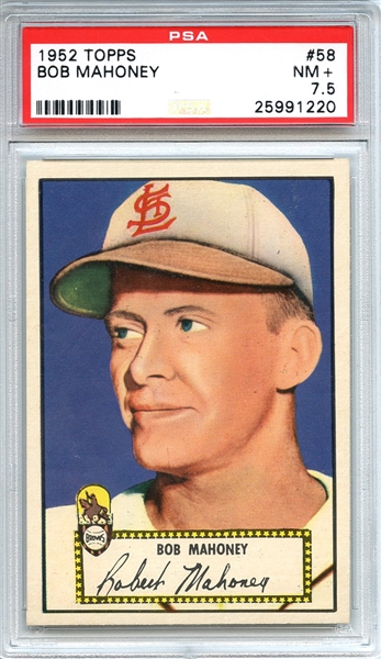 1952 Topps 58 Bob Mahoney Red Back PSA NM+ 7.5