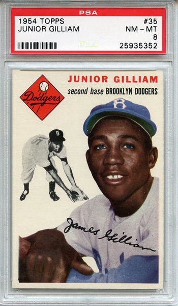 1954 Topps 35 Junior Gilliam PSA NM-MT 8