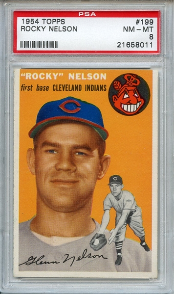 1954 Topps 199 Rocky Nelson PSA NM-MT 8